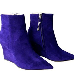 Lola Cruz Purple Suede Wedge Ankle Boots Electric Blue EU 38, US 7.5